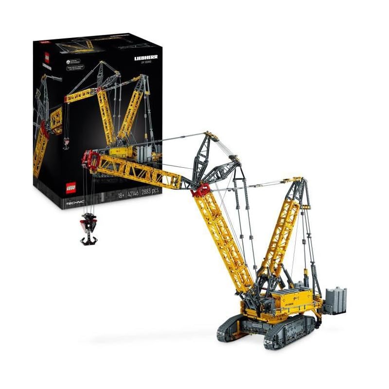 LEGO Technic Liebherr LR 13000 Raupenkran 42146, RC-Baufahrzeug mit Control+ App, Windensystem & Wippausleger, großer Modellbausatz für Erwachsene