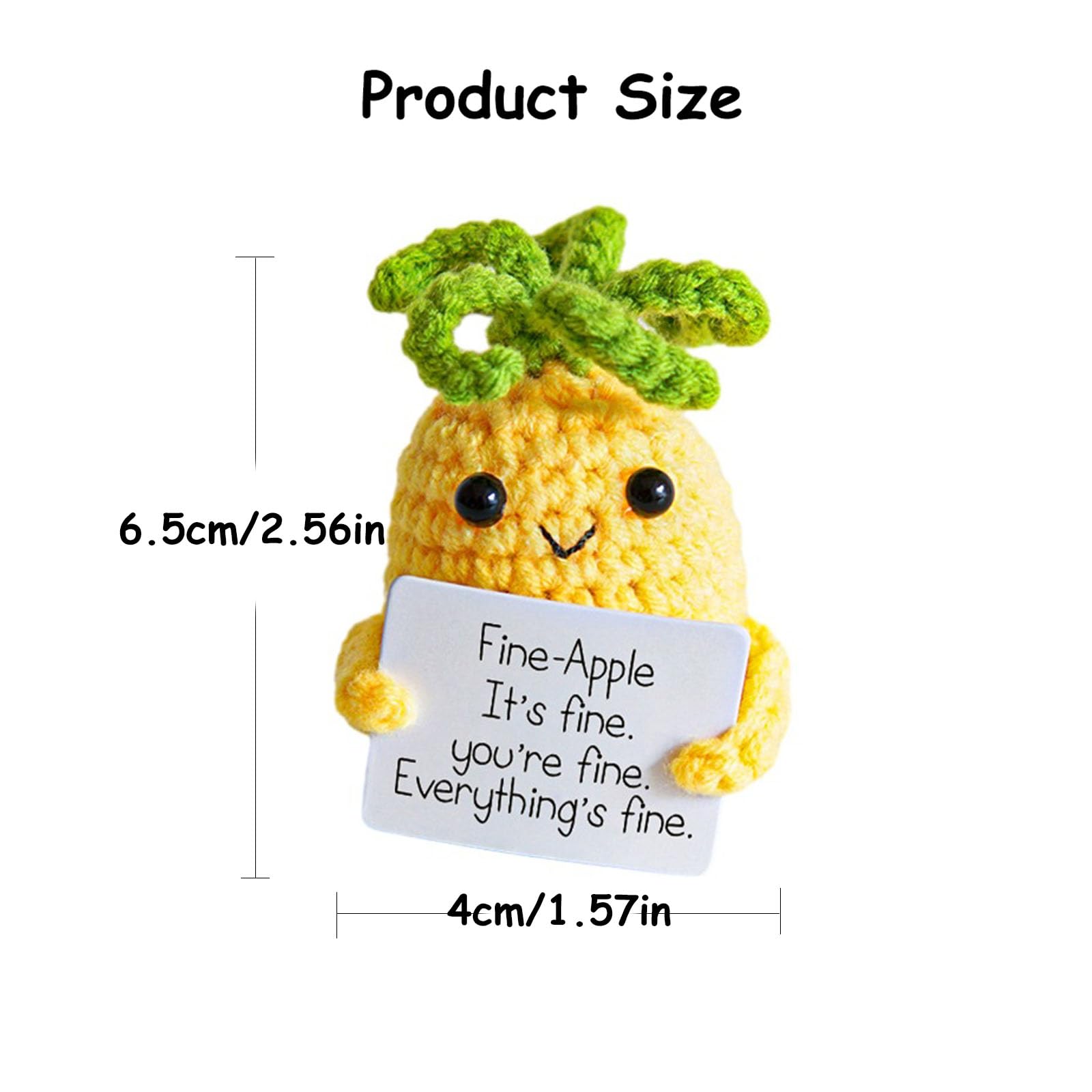 Dinghaole gestrickte Wolle Ananas Puppe Pocket Hug Positive Geschenke, Sternfrucht Mutmacher Geschenk für Frauen,Männer,Partner