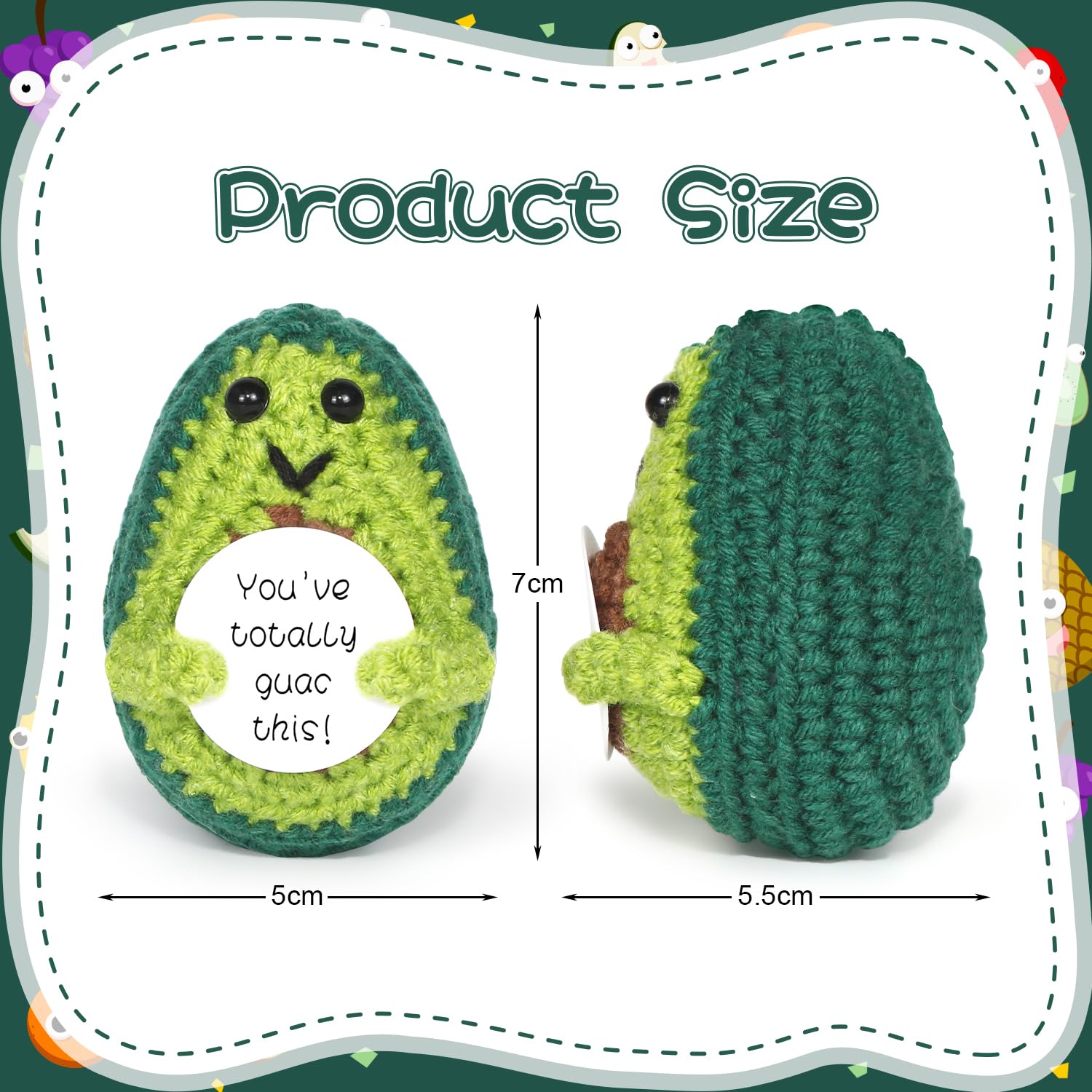 Positive Avocado Puppe - Pocket Hug Mini Plüsch, Spielzeug Mit Aufmunterung Karte, Kreative Strickwolle Häkelpuppe, Geschenk Für Freunde Geburtstag
