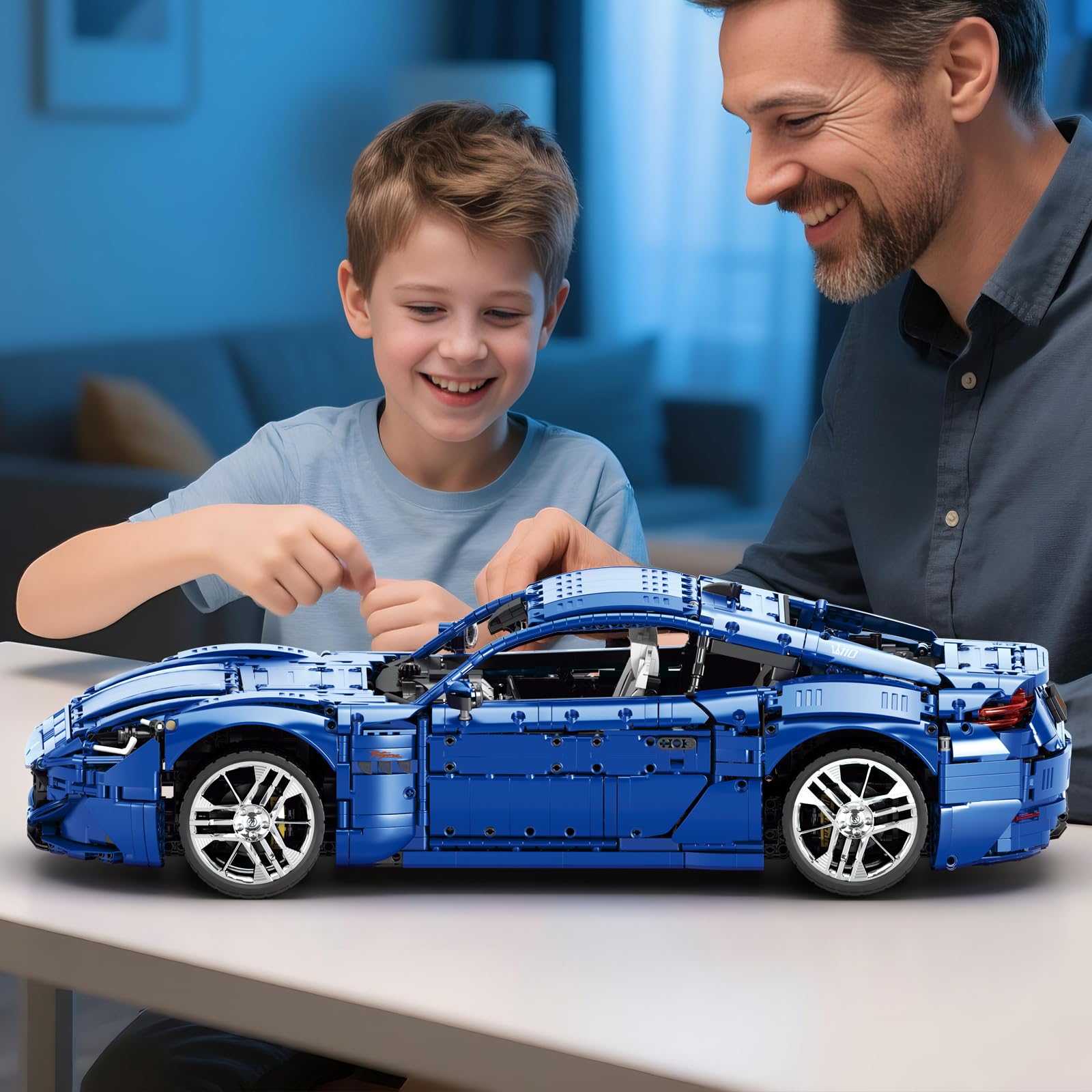 Reobrix Sportwagen 11010, 1:8 Technik-Auto Bausatz mit 5480 Teilen, Modellbausatz & Sammlerstück für Erwachsene