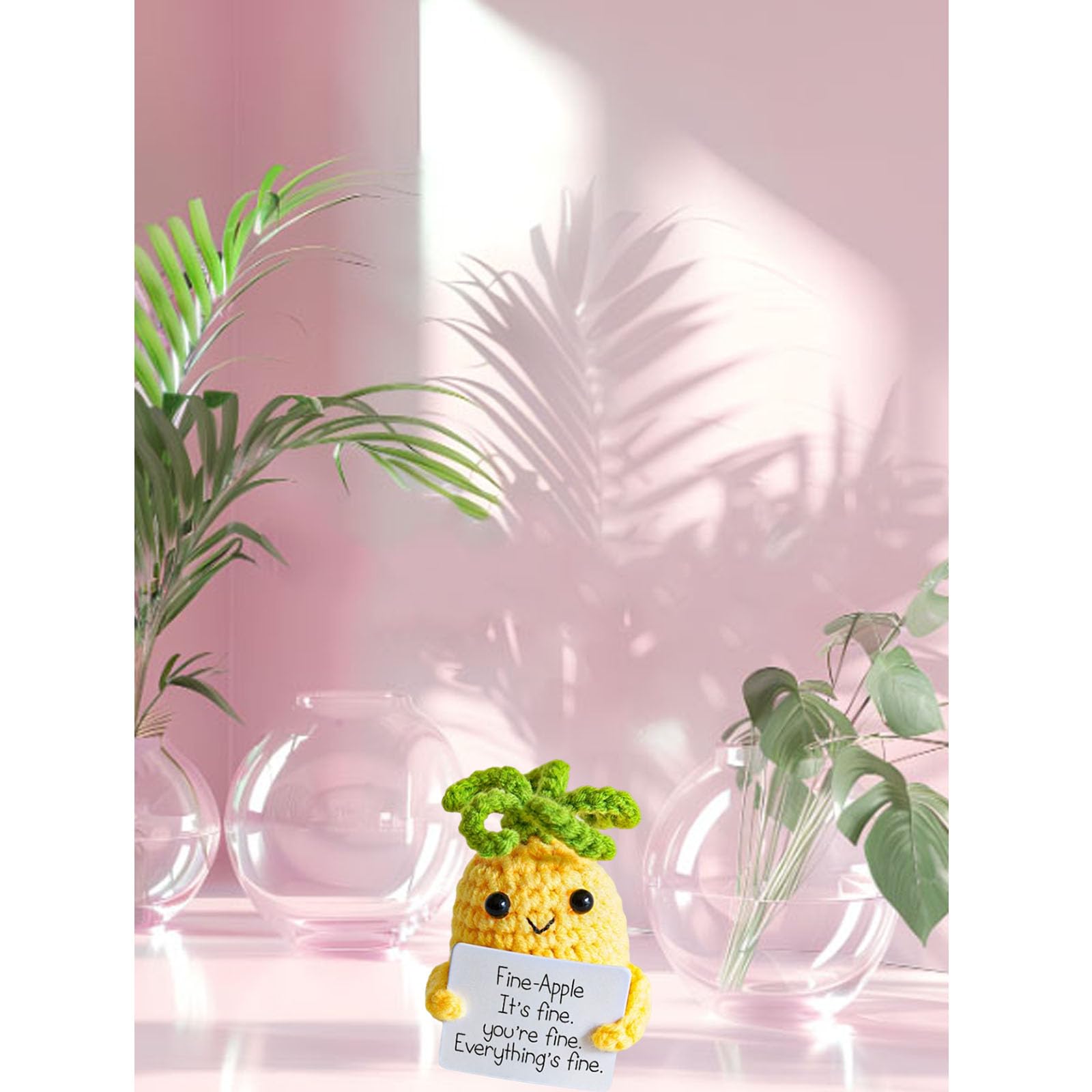 Dinghaole gestrickte Wolle Ananas Puppe Pocket Hug Positive Geschenke, Sternfrucht Mutmacher Geschenk für Frauen,Männer,Partner