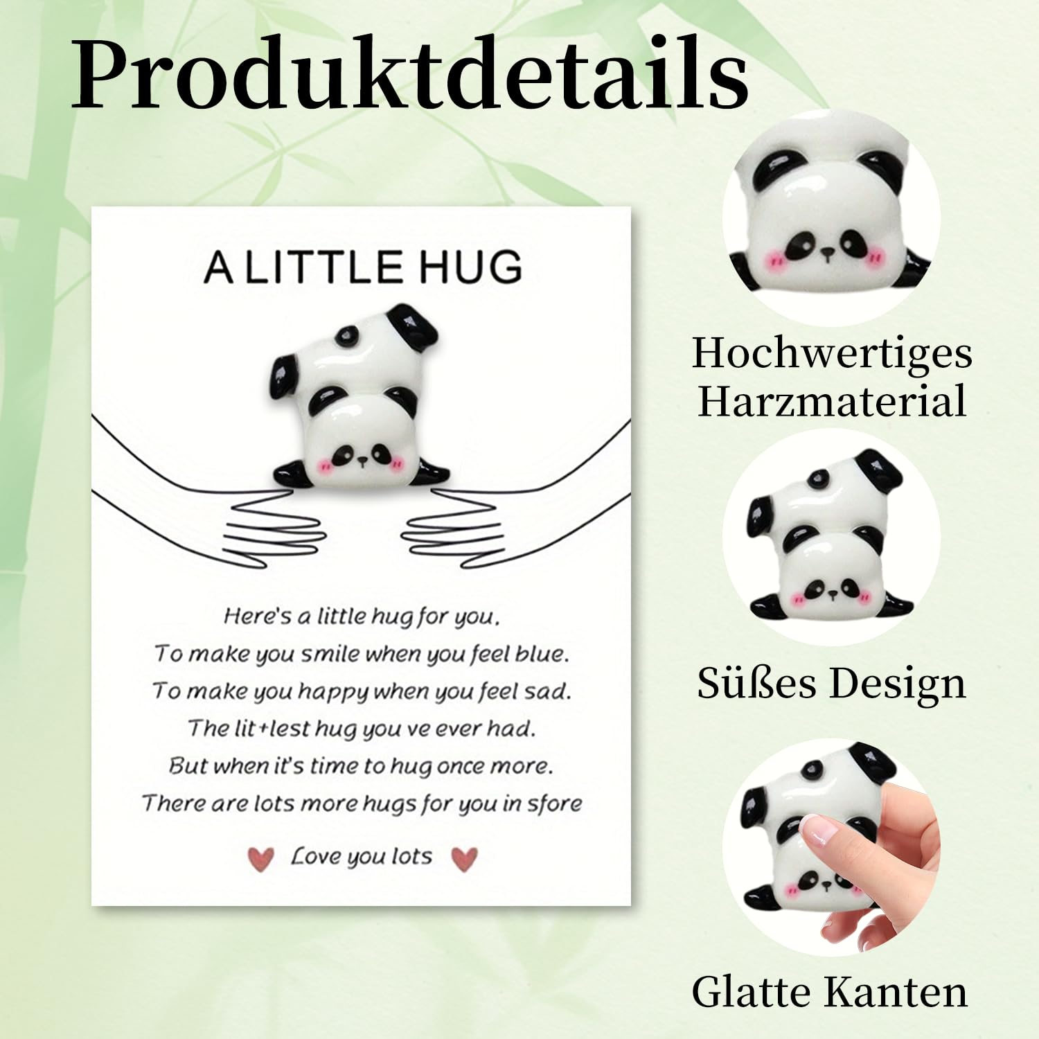 Pocket Hug Panda Glücksbringer Panda Pocket Hug Kleine Geschenk für Frauen Aufmunterung Geschenke Trost Geschenke Pocket Hug Positive Geschenke