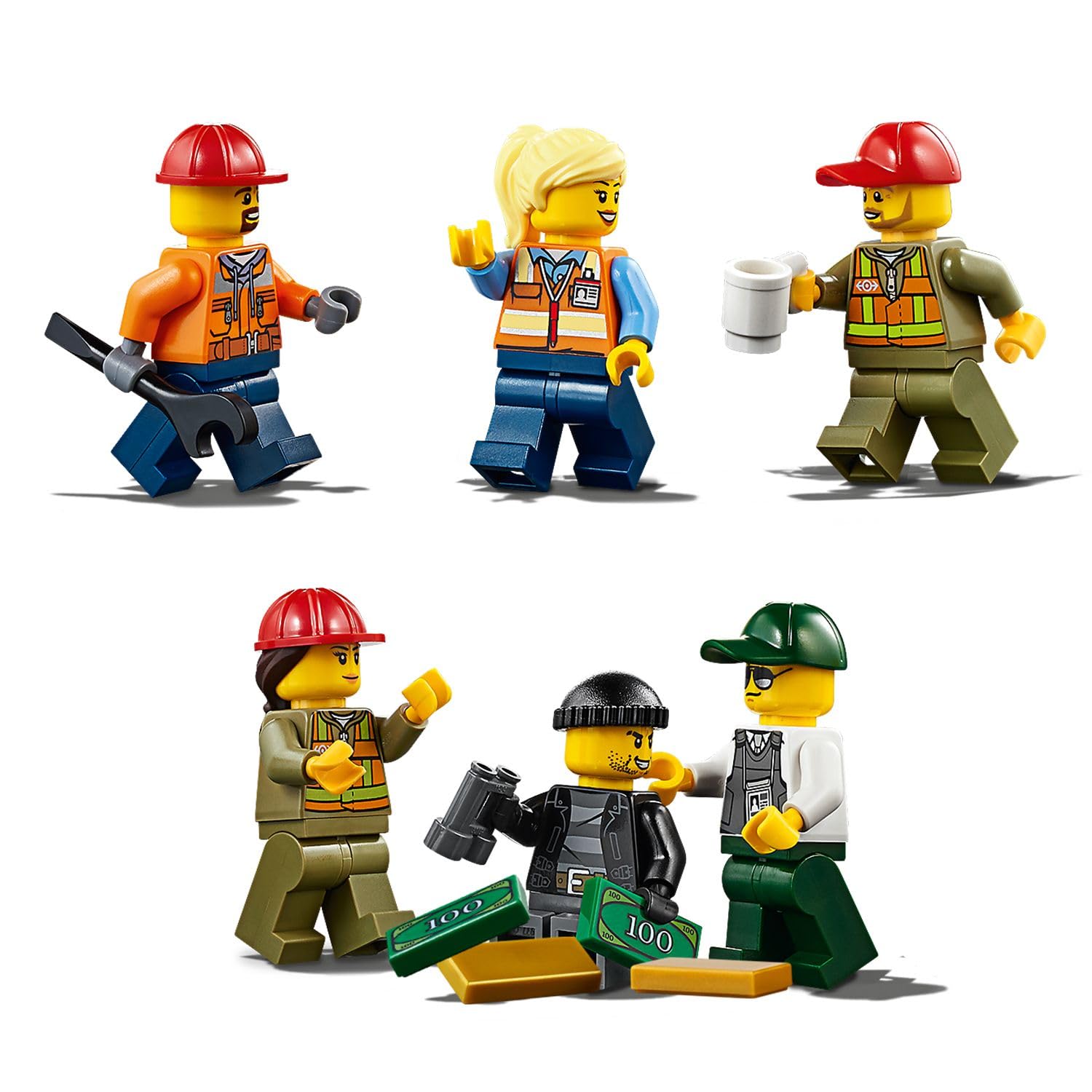 LEGO City Güterzug 60198, Zug-Set mit Lok, Gabelstapler, 32 Gleisen, Signalen & 6 Minifiguren, Spielzeug ab 6 J