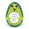 Positive Avocado Puppe - Pocket Hug Mini Plüsch, Spielzeug Mit Aufmunterung Karte, Kreative Strickwolle Häkelpuppe, Geschenk Für Freunde Geburtstag