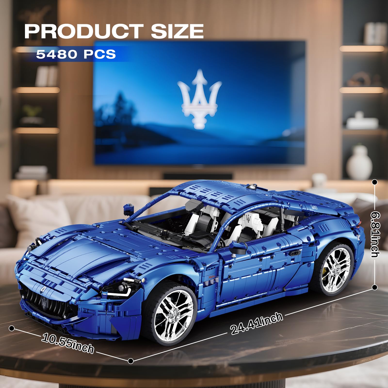 Reobrix Sportwagen 11010, 1:8 Technik-Auto Bausatz mit 5480 Teilen, Modellbausatz & Sammlerstück für Erwachsene