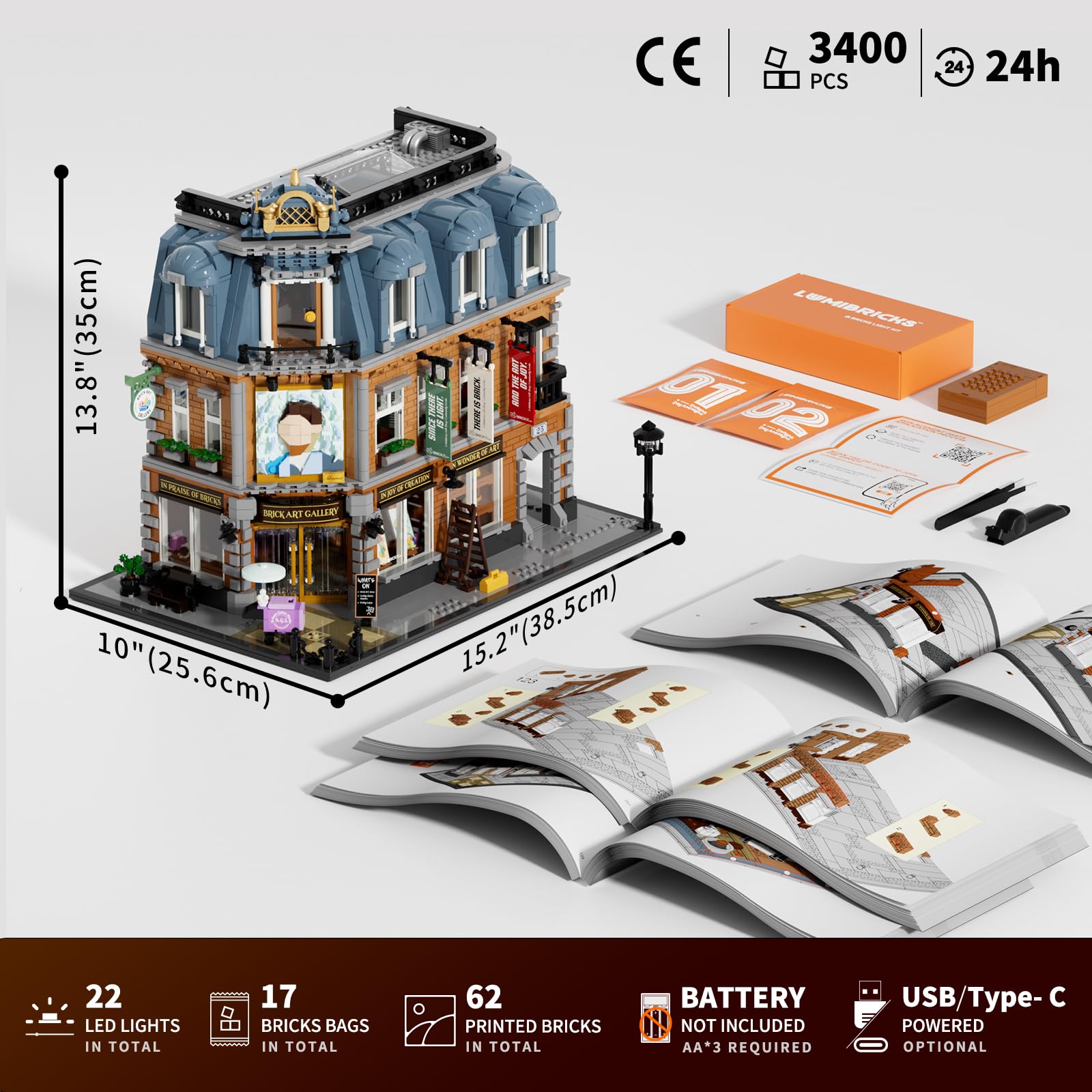 Lumibricks Brick-Kunst-Galerie L9085, 3400 Teile, Modularhaus mit Kunstklassikern & 3D-Malerei, Klemmbausteine für Erwachsene ab 16