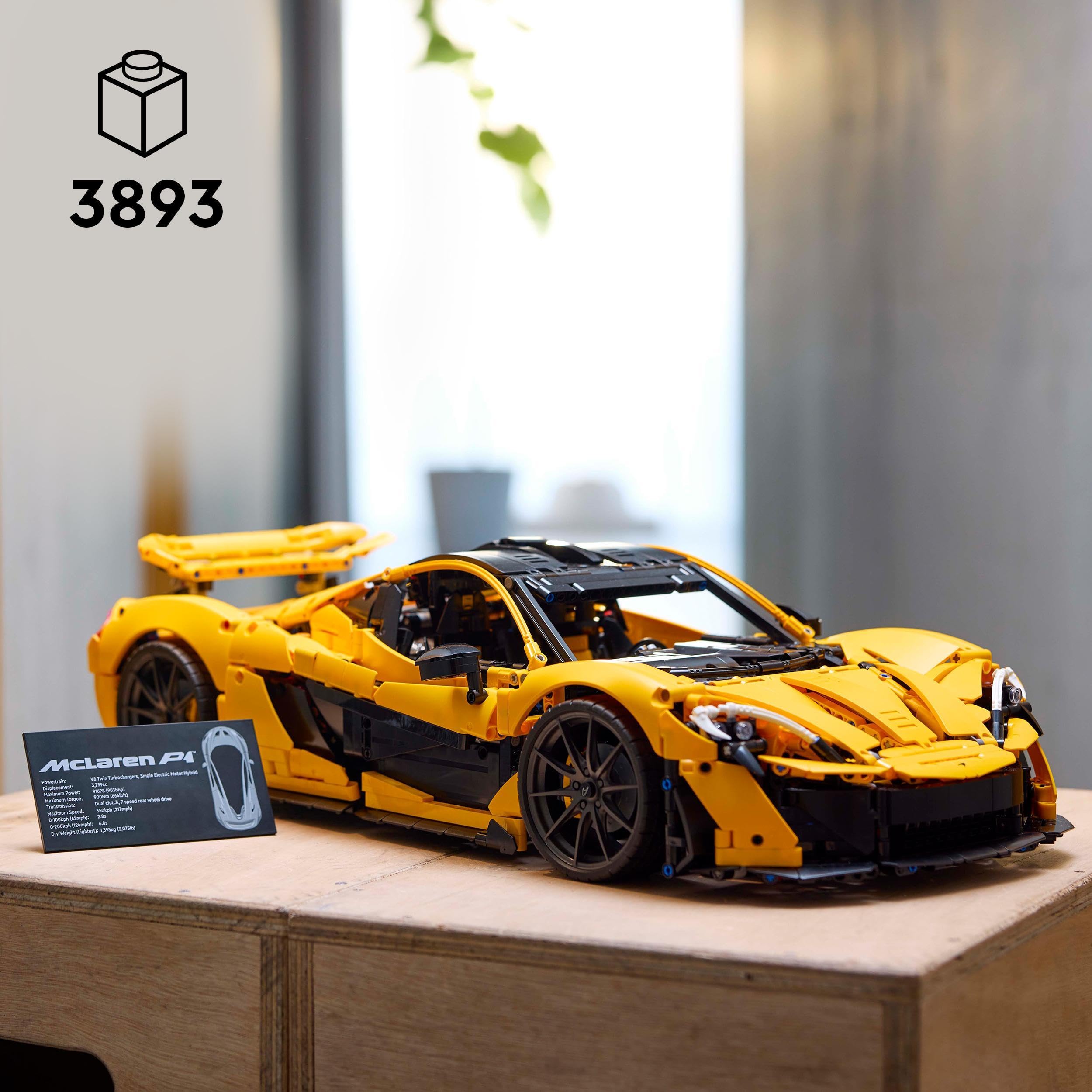 LEGO Technic McLaren P1 42172, Supersportwagen-Bauset für Erwachsene mit V8-Motor & 7-Gang-Getriebe, Sammlermodell