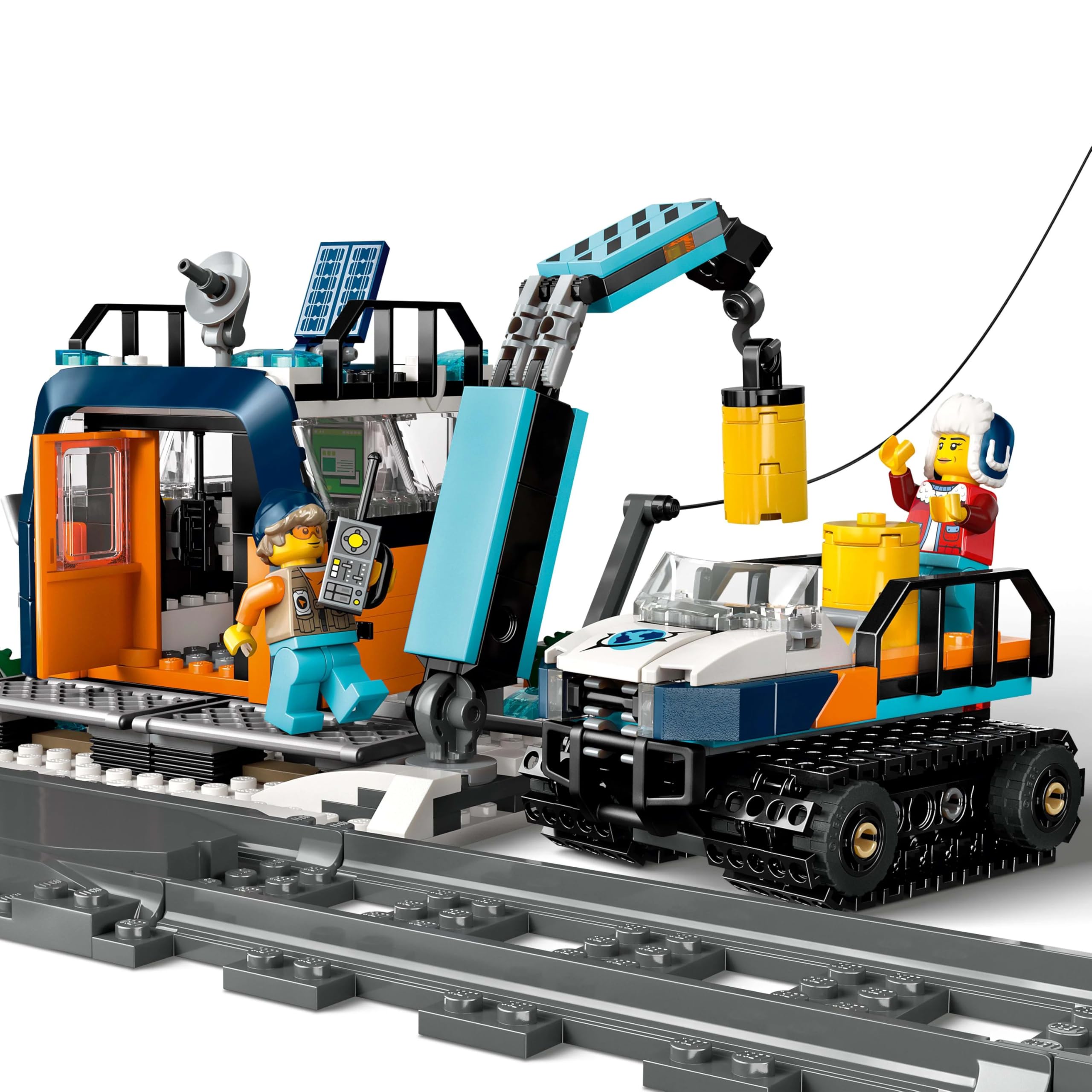LEGO City Arktis-Polarexpress 60470, RC-Zug mit Schneepflug, 22 Gleisen, 6 Minifiguren & Felssturz-Funktion, Spielzeug ab 7 J