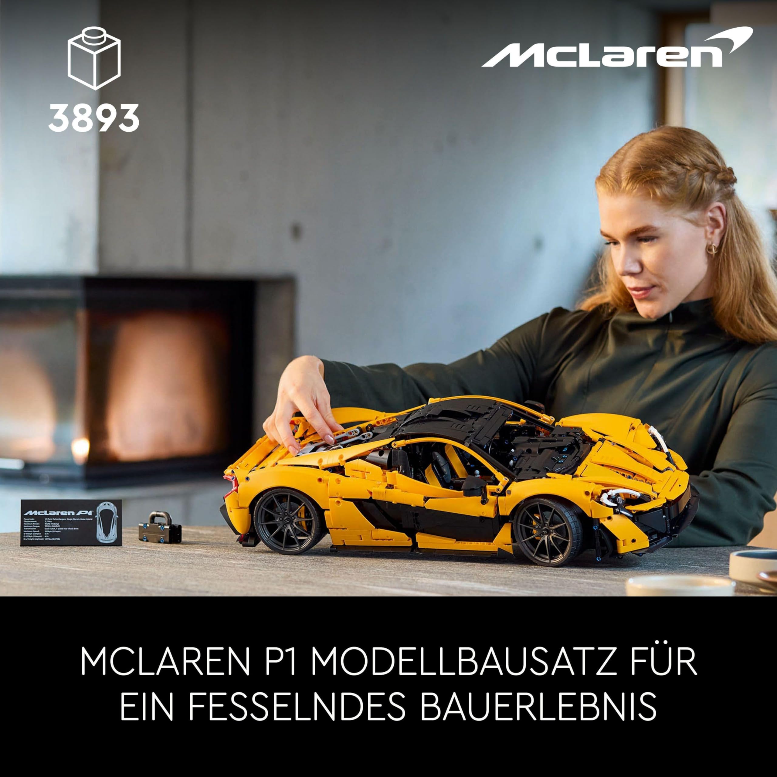 LEGO Technic McLaren P1 42172, Supersportwagen-Bauset für Erwachsene mit V8-Motor & 7-Gang-Getriebe, Sammlermodell