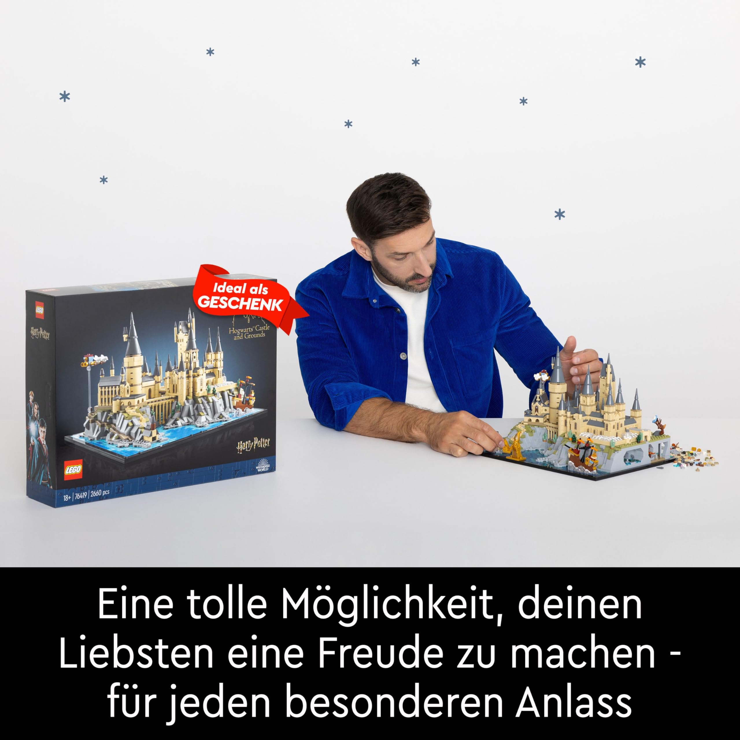 LEGO Harry Potter Schloss Hogwarts 76419, Sammelset für Erwachsene mit Schlossgelände, Türmen, Kammer des Schreckens & Architekten-Minifigur
