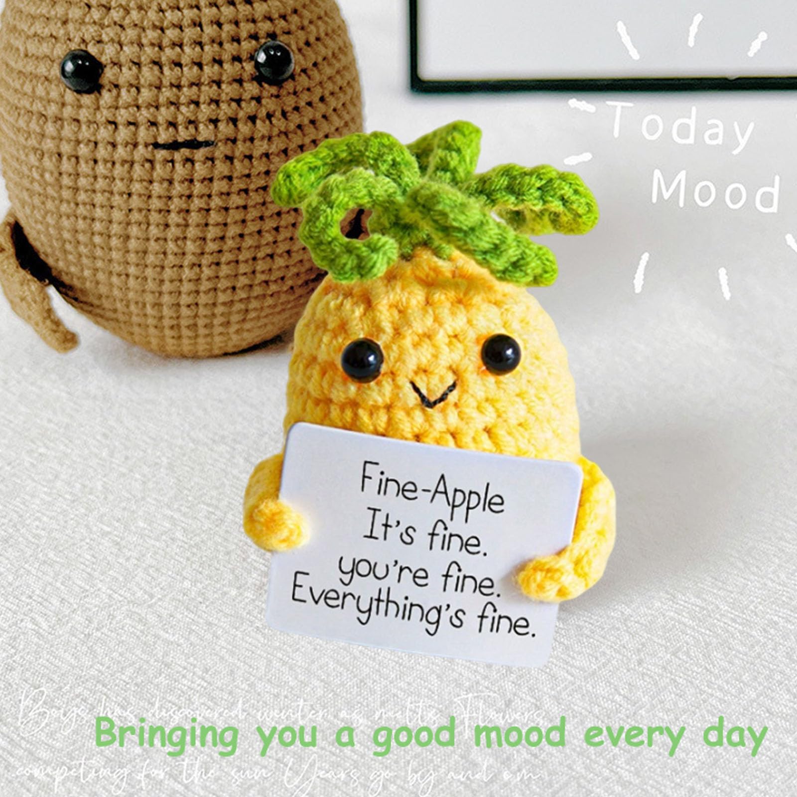 Dinghaole gestrickte Wolle Ananas Puppe Pocket Hug Positive Geschenke, Sternfrucht Mutmacher Geschenk für Frauen,Männer,Partner