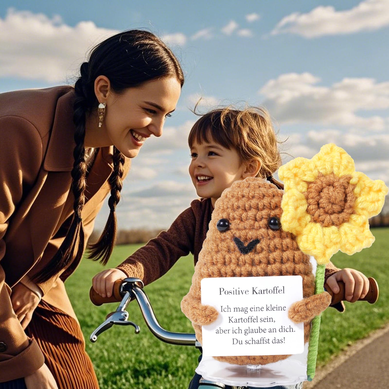 Wobequ Positive Kartoffel Pocket Hug, Kreative Strickwolle Kartoffel Puppe Kleine Glücksbringer, Beste Mutmacher Geschenk für Freundin Frauen Familie