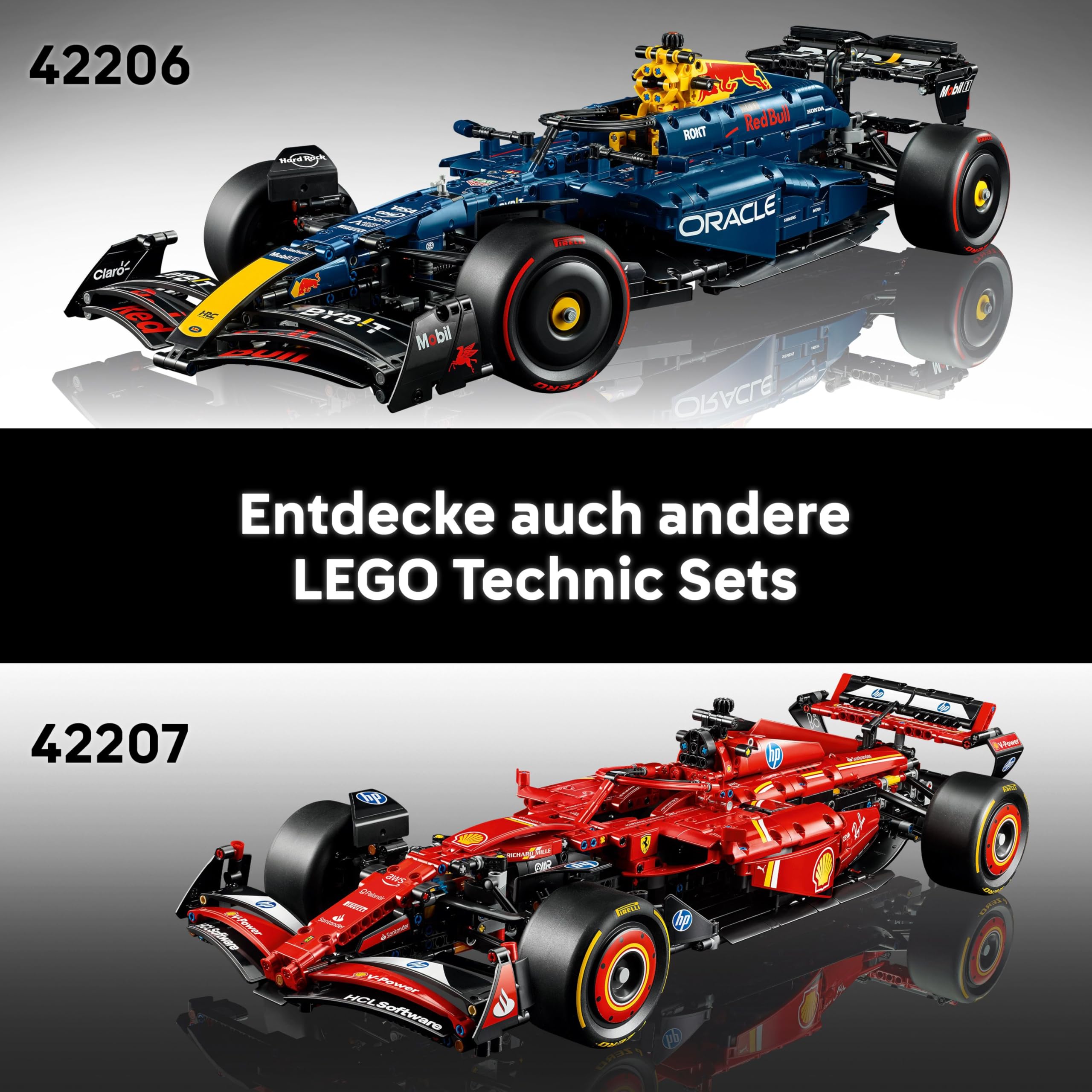 LEGO Technic Oracle Red Bull Racing RB20 F1 42206, 1:8 Modellauto mit V6-Motor, Getriebe, Lenkung & DRS, Bauset für Erwachsene & Teenager