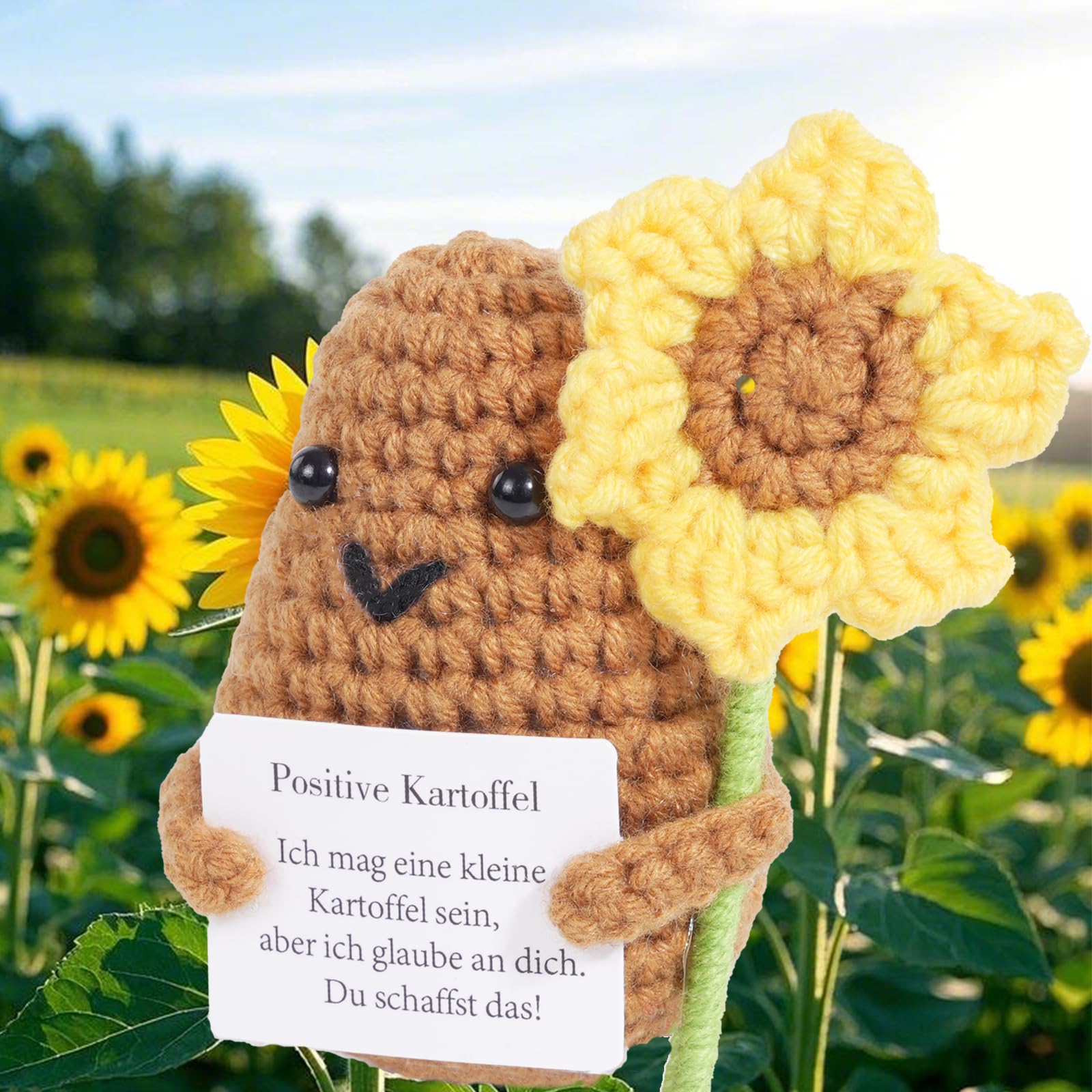 Wobequ Positive Kartoffel Pocket Hug, Kreative Strickwolle Kartoffel Puppe Kleine Glücksbringer, Beste Mutmacher Geschenk für Freundin Frauen Familie