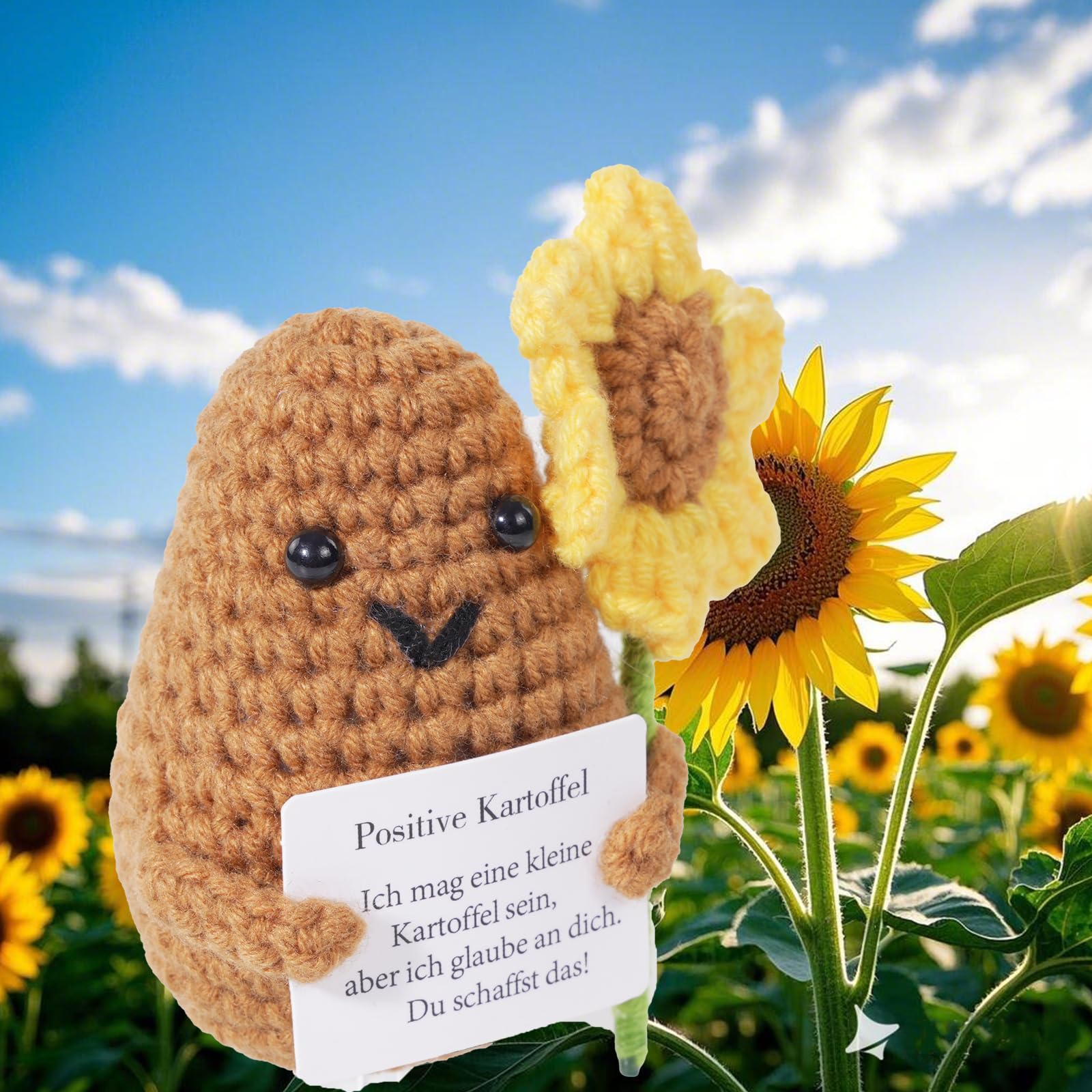 Wobequ Positive Kartoffel Pocket Hug, Kreative Strickwolle Kartoffel Puppe Kleine Glücksbringer, Beste Mutmacher Geschenk für Freundin Frauen Familie