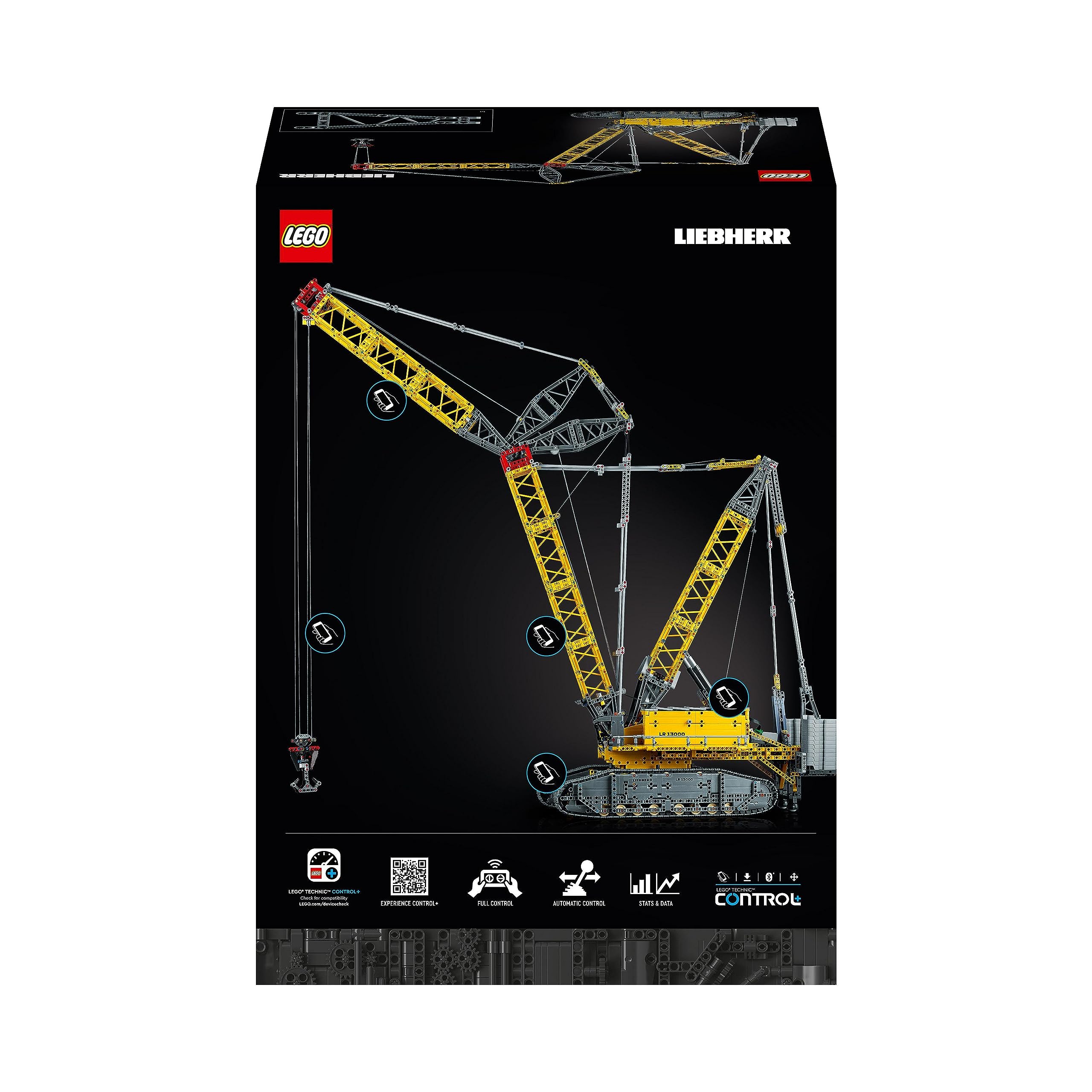LEGO Technic Liebherr LR 13000 Raupenkran 42146, RC-Baufahrzeug mit Control+ App, Windensystem & Wippausleger, großer Modellbausatz für Erwachsene