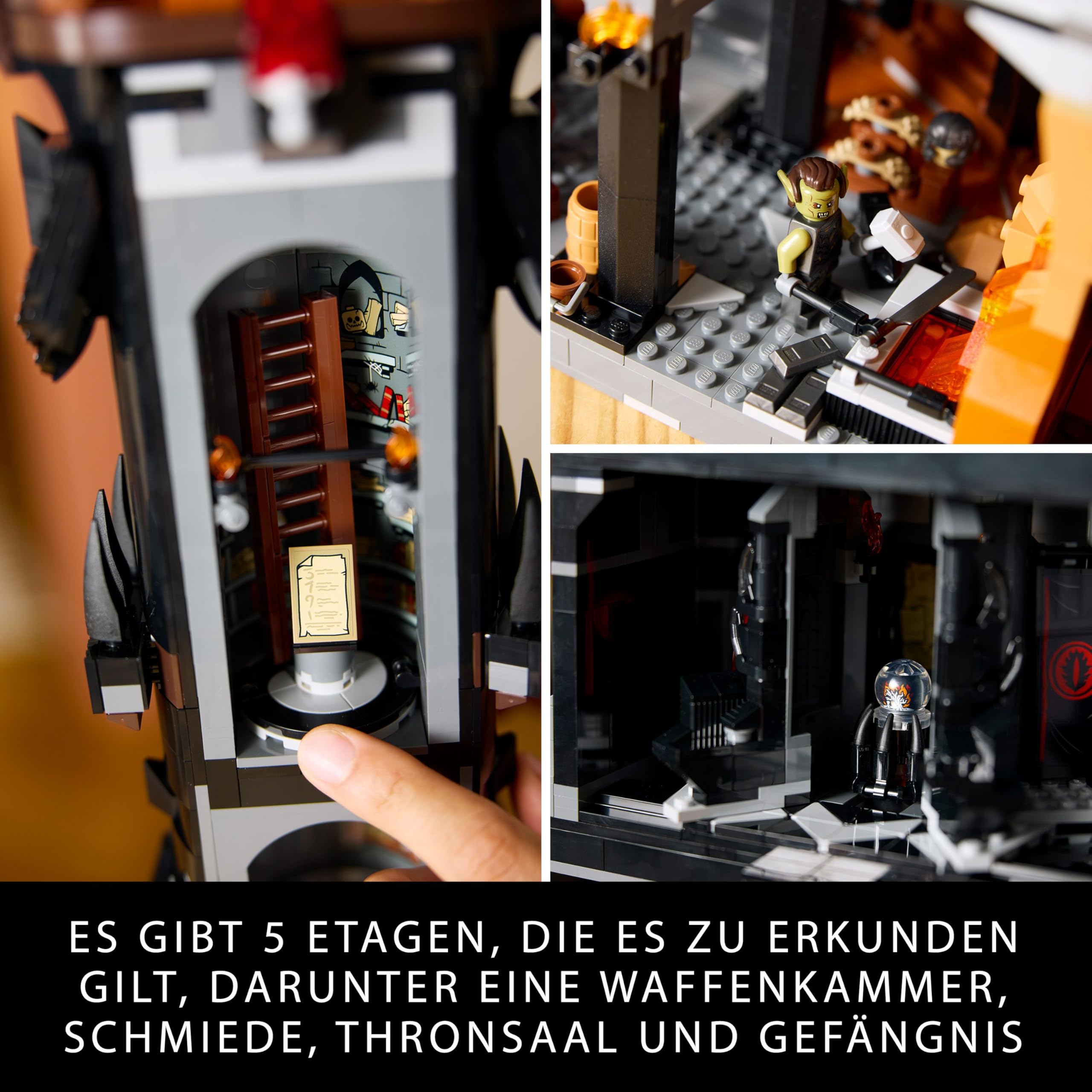 LEGO Icons Der Herr der Ringe: Barad-dûr 10333, Bauset für Erwachsene mit Sauron, Gothmog, Orks, Frodo, Sam & Gollum, Sammlerstück für Fans