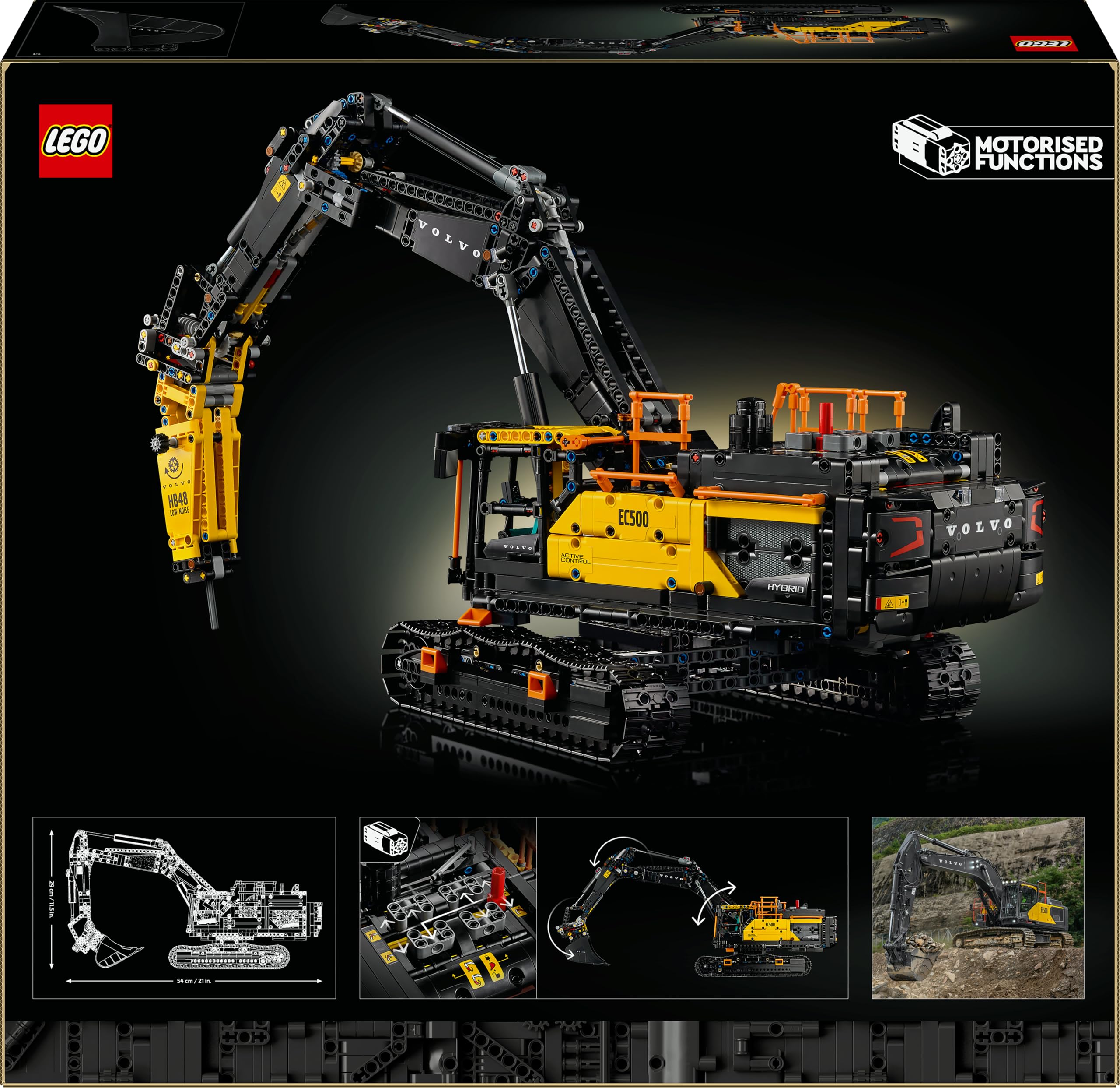 LEGO Technic Volvo EC500 Hybrid-Bagger 42215, Modell mit Motor, beweglichem Ausleger, Kettenantrieb & Wechselwerkzeugen, Bauset für Erwachsene