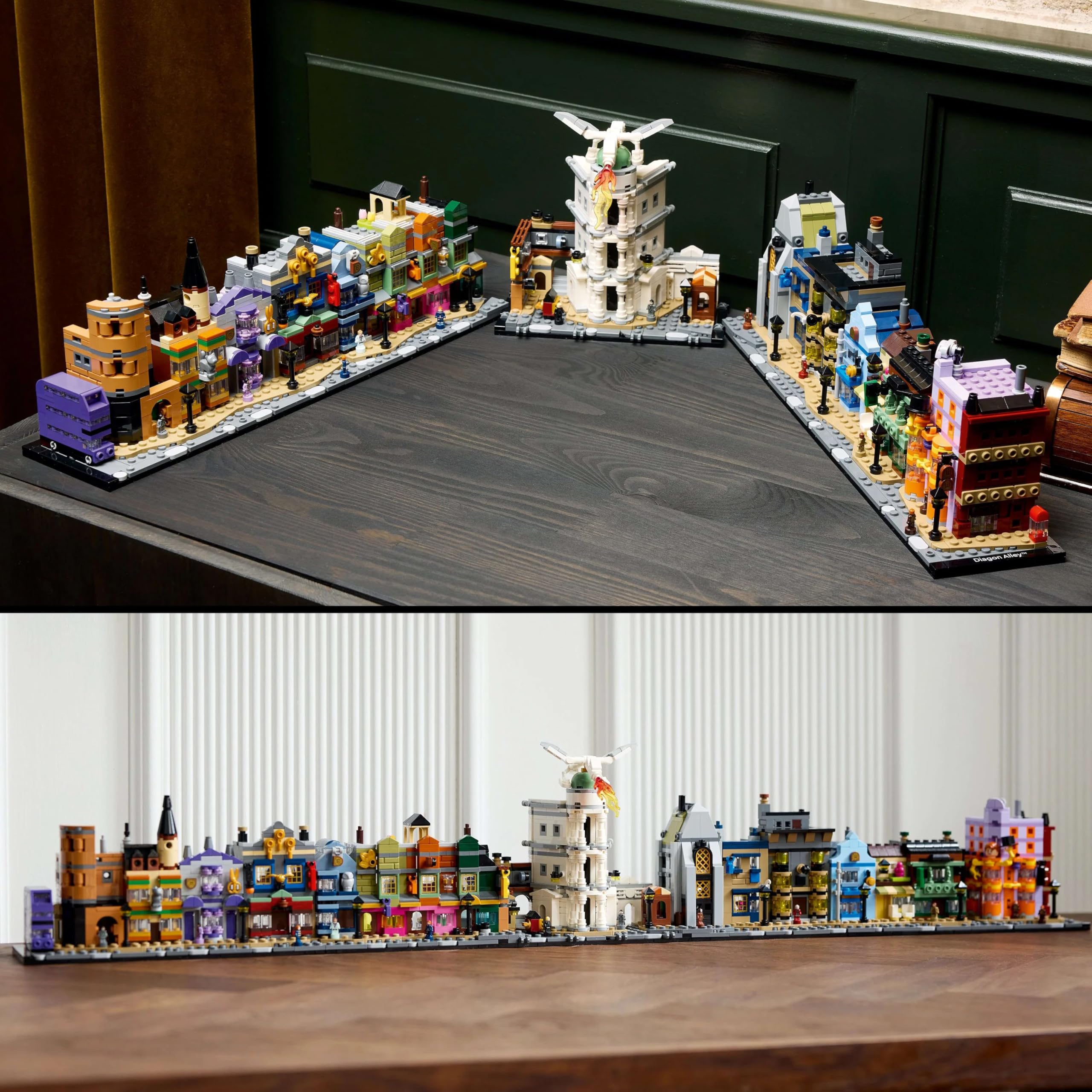 LEGO Harry Potter Winkelgasse 76444, Miniaturstraße zum Ausstellen mit 12 Mikrofiguren inkl. Harry, Draco & Hermine, Geschenk für Erwachsene