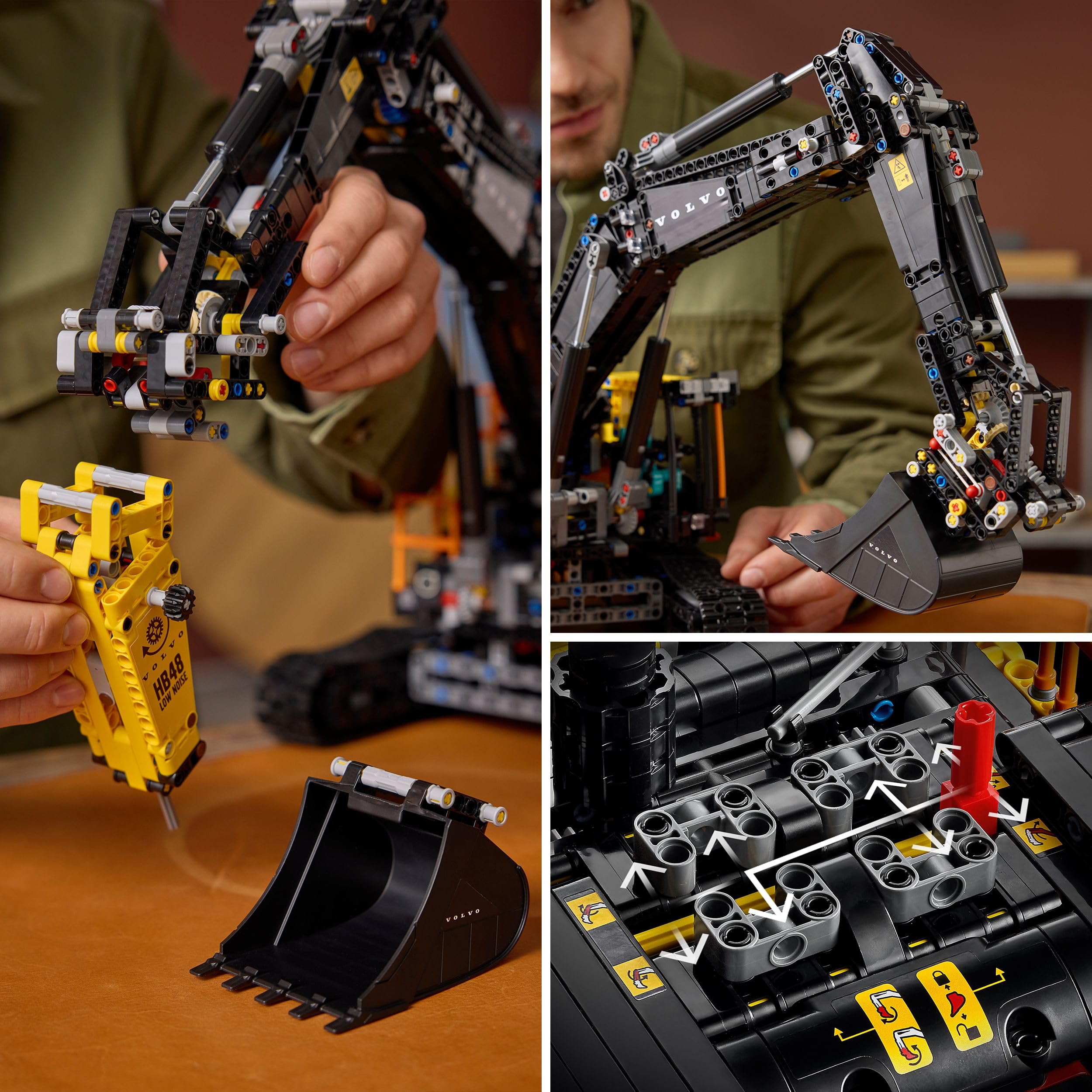 LEGO Technic Volvo EC500 Hybrid-Bagger 42215, Modell mit Motor, beweglichem Ausleger, Kettenantrieb & Wechselwerkzeugen, Bauset für Erwachsene