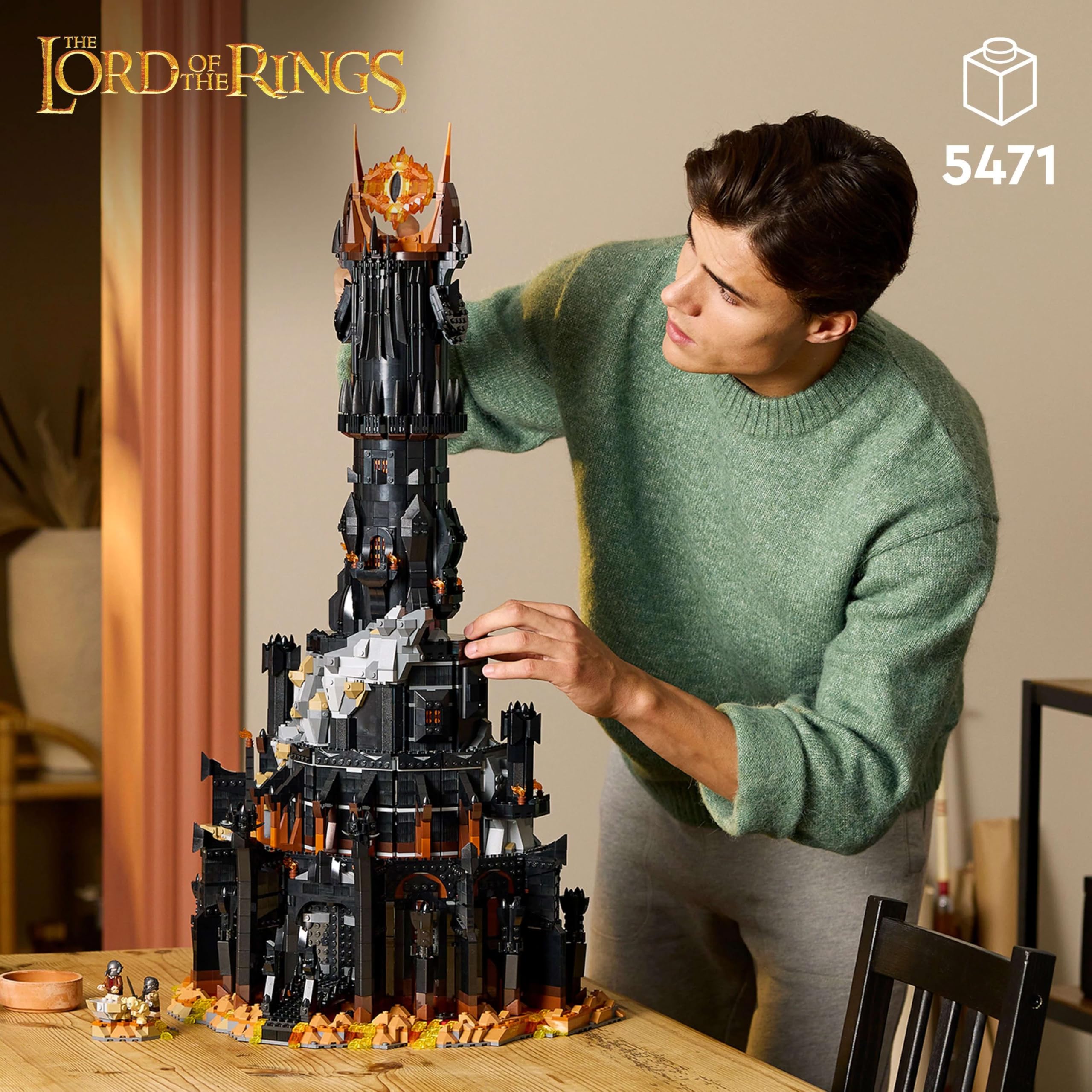 LEGO Icons Der Herr der Ringe: Barad-dûr 10333, Bauset für Erwachsene mit Sauron, Gothmog, Orks, Frodo, Sam & Gollum, Sammlerstück für Fans
